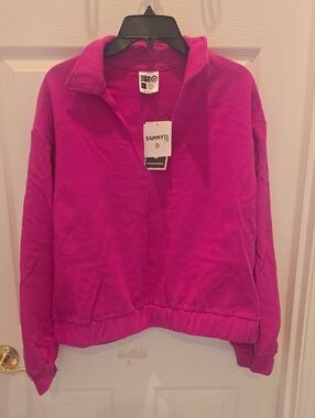 SAMMY B Fuchsia Zip-Trim Bomber Jacket for Women